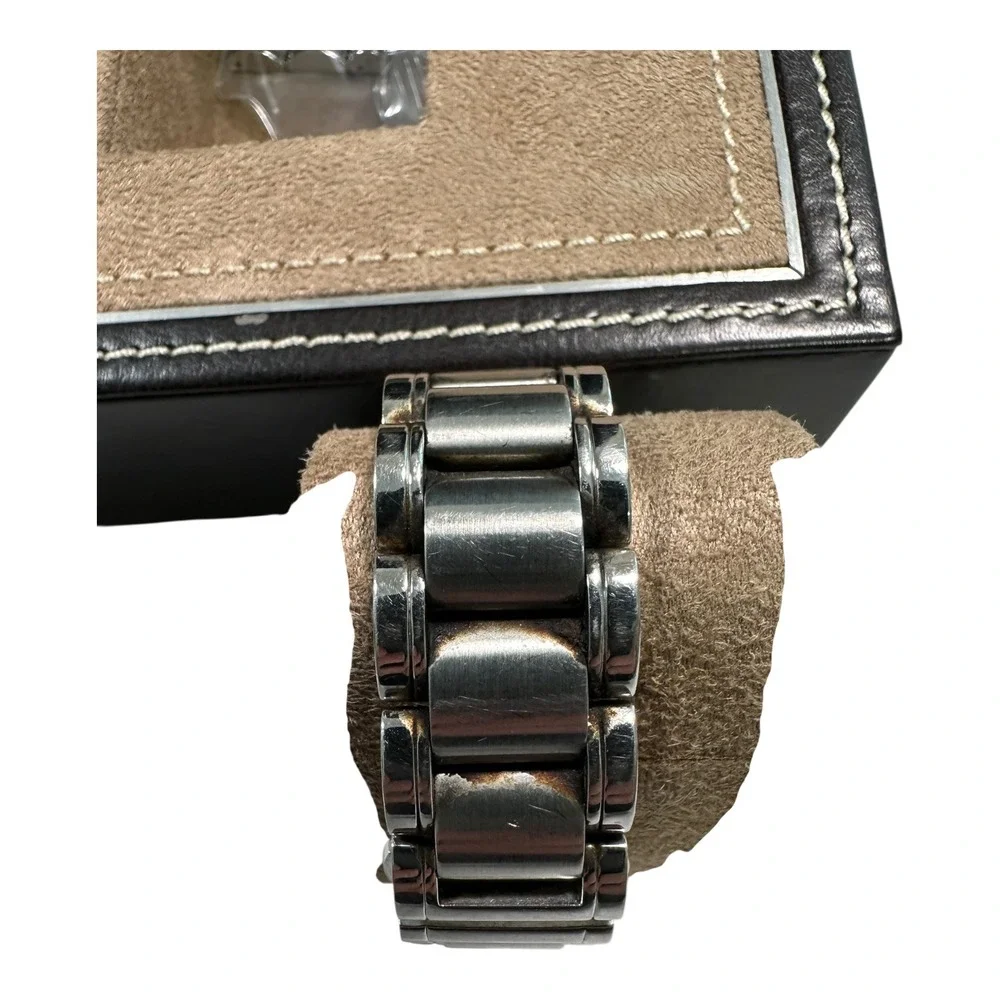 Tourneau‎ Timepieces Stainless Steel Chronograph Watch Black Dial Mens